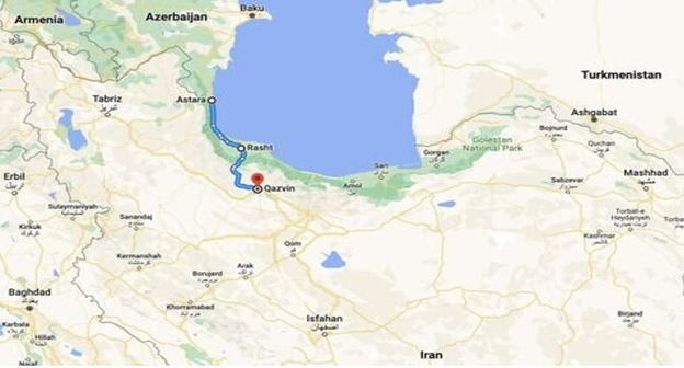 The route of the Ghazvin Rasht Astara Railway